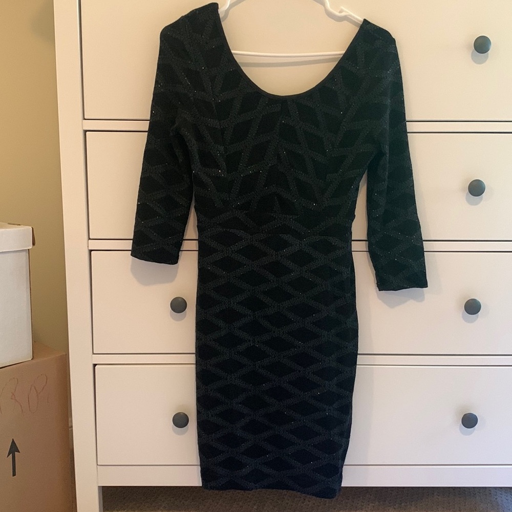 Black sparkly body con dress